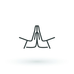 Hands folded in prayer line icon. Editable stroke Outline hands folded in prayer vector icon for web design isolated on white background