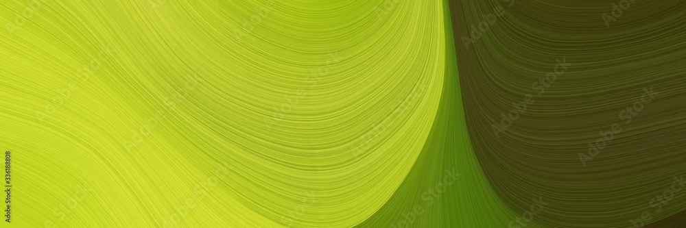 Poster elegant dynamic horizontal banner with yellow green, very dark green and dark green colors. fluid curved lines with dynamic flowing waves and curves