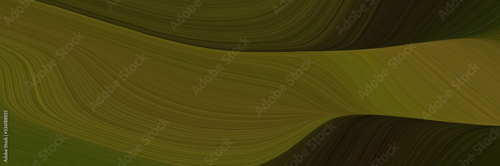 Poster elegant modern header design with dark olive green, very dark green and brown colors. fluid curved l