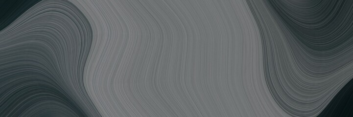 Fototapeta na wymiar elegant colorful designed horizontal header with dim gray, very dark blue and light slate gray colors. fluid curved flowing waves and curves