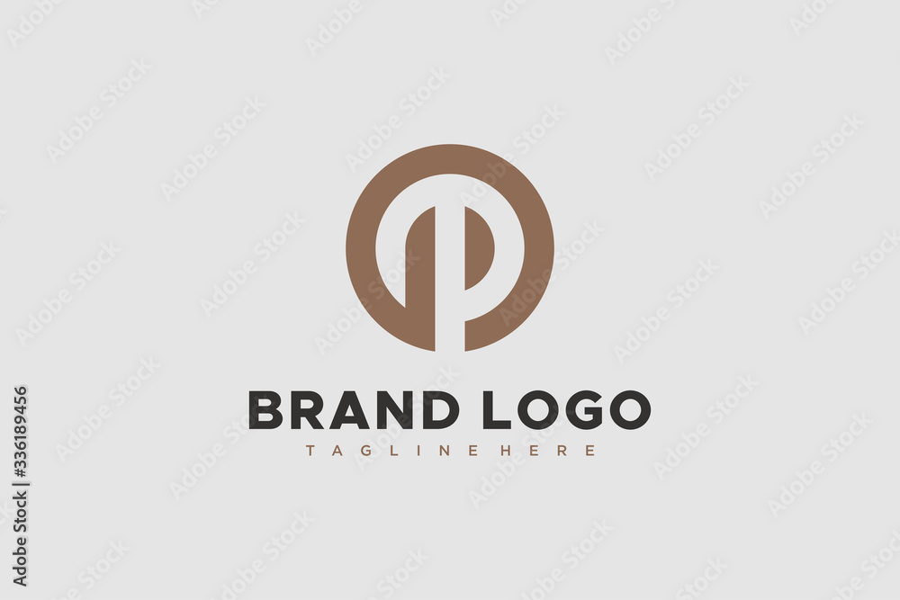 Poster circular line abstract initial letter g and p linked logo. usable for business and technology logos.
