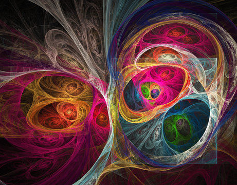 Fototapeta colored fractal on black