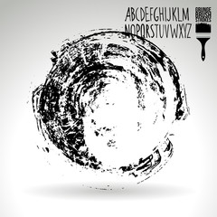 Black brush stroke and texture. Grunge vector abstract hand - painted element. Underline and border design.
