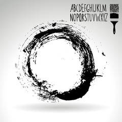 Black brush stroke and texture. Grunge vector abstract hand - painted element. Underline and border design.
