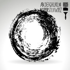 Black brush stroke and texture. Grunge vector abstract hand - painted element. Underline and border design.
