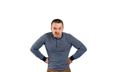 unshaven man on a white background with different emotions