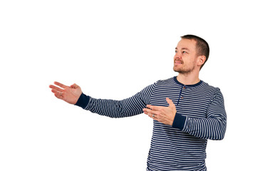 unshaven man on a white background with different emotions