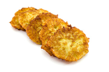 tasty pancakes on a white background.