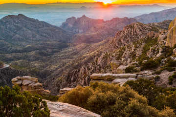 Sunset From Mount Lemmon, Santa Catalina Mountains, Coronado National Forest, Arizona, USA