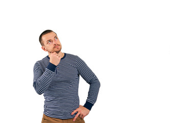 unshaven man on a white background with different emotions