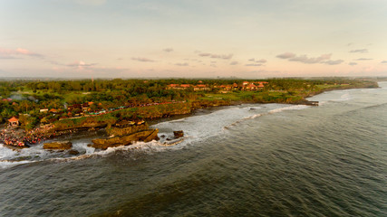 Sunset in the temple of Tanah Lot, Bali, Indonesia.