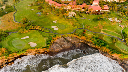 Golf course top view.