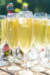 light decor of a festive table in a bright interior