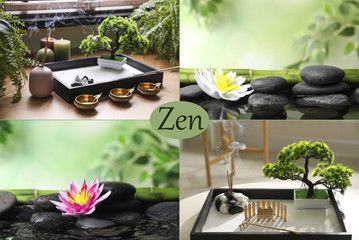Collage of beautiful photos. Zen and harmony