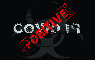  Pandemic Covid-19 warning red grunge text. Trendy design element for prints, web pages, banners, posters and background