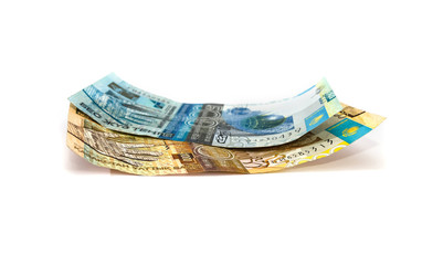 Kazakh money on a white background. Business concept.