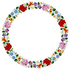 Circle frame made from Hungarian folk pattern