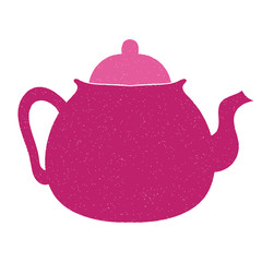 teapot vector design. digital hand drawn style. grain texture