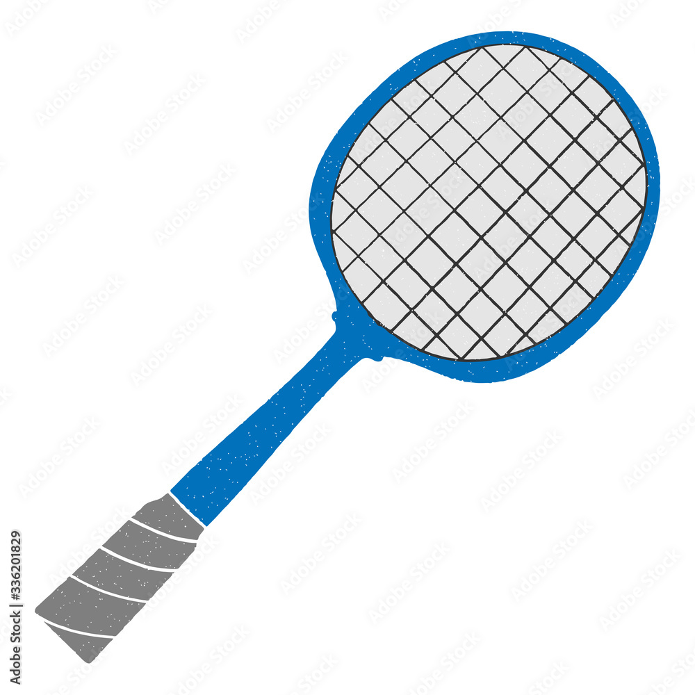 Poster racket vector design. digital hand drawn style. grain texture