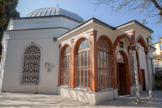 Bursa, Turkey - February 23, 2020: Sultan Osmangazi Tomb Ottoman Empire in Bursa, Turkey. Bursa is the first capital of the Ottoman Empire.