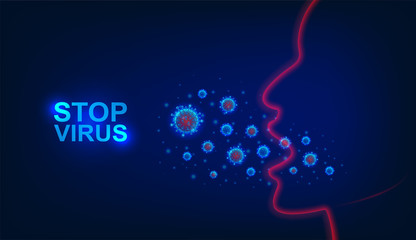 Coughing and sneezing is the cause of the spread coronavirus covid-19 outbreak for social distancing awareness and protecting alert against dangerous disease risk spread. Vector 3D