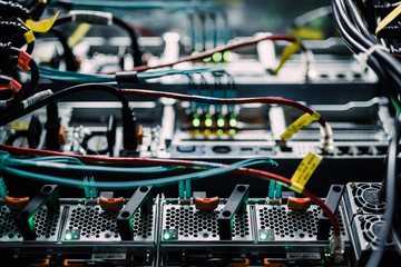 Close up of network server