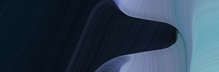 elegant surreal horizontal header with very dark blue, light slate gray and dark slate blue colors. fluid curved flowing waves and curves