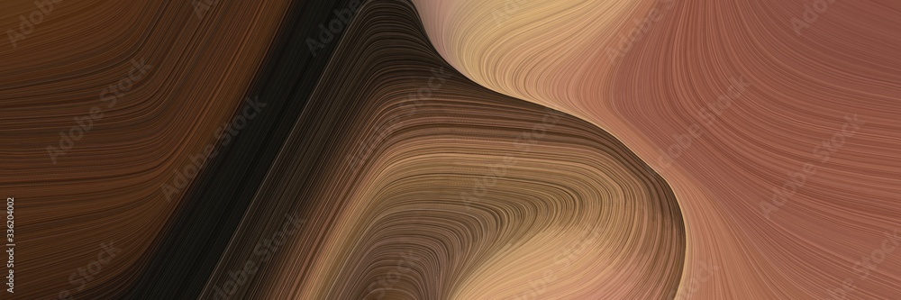 Poster elegant dynamic banner design with brown, rosy brown and very dark green colors. fluid curved lines with dynamic flowing waves and curves