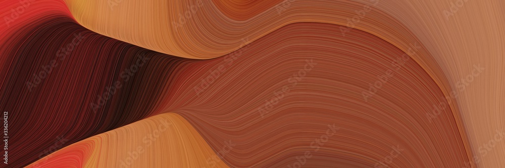 Poster elegant flowing horizontal header with sienna, very dark pink and bronze colors. fluid curved lines 