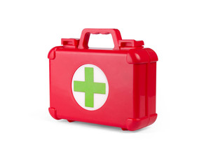 Obraz premium First aid kit box isolated on white background