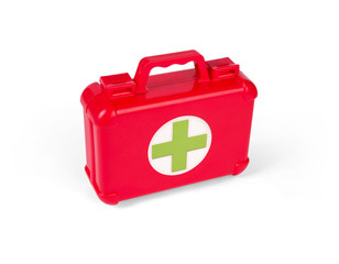 First aid kit box isolated on white background
