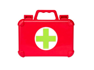 First aid kit box isolated on white background