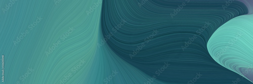 Poster elegant colorful designed horizontal banner with teal blue, blue chill and dark slate gray colors. fluid curved lines with dynamic flowing waves and curves
