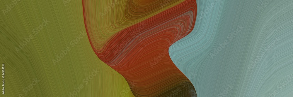 Poster elegant colorful designed horizontal header with dark olive green, light slate gray and chocolate colors. fluid curved flowing waves and curves