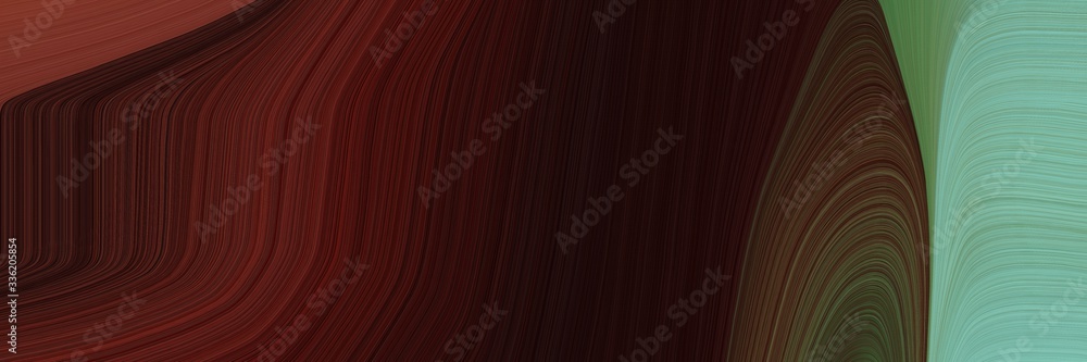 Poster elegant modern horizontal header with very dark pink, cadet blue and old mauve colors. fluid curved lines with dynamic flowing waves and curves