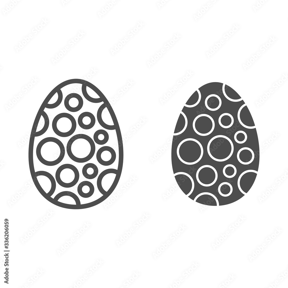 Poster easter egg with pattern line and solid icon. traditional easter eggs with circles outline style pict