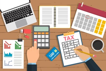 Vector accountant working with taxes