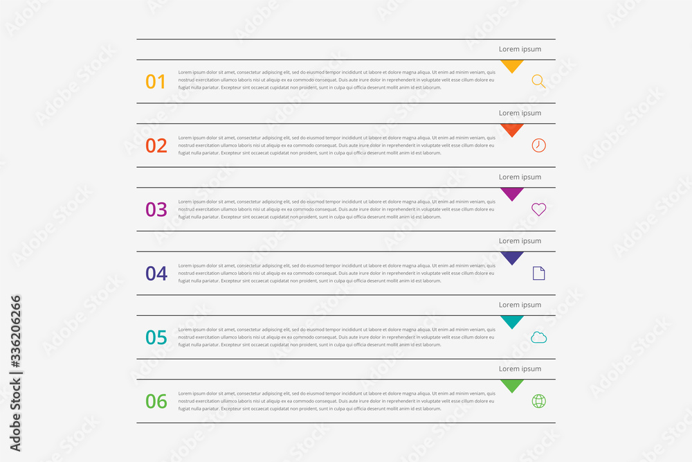 Aufkleber modern vector abstract infographic with 6 steps or processes elements and marketing icons. business 