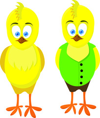 yellow chicken and schoolboy shaped chicken