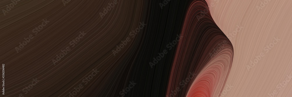 Poster elegant artistic horizontal banner with rosy brown, very dark pink and old mauve colors. fluid curved lines with dynamic flowing waves and curves