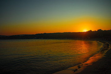 Sunset over Primorsko from Black sea-Bulgaria