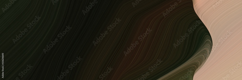 Poster elegant surreal designed horizontal header with very dark green, rosy brown and dark olive green colors. fluid curved lines with dynamic flowing waves and curves