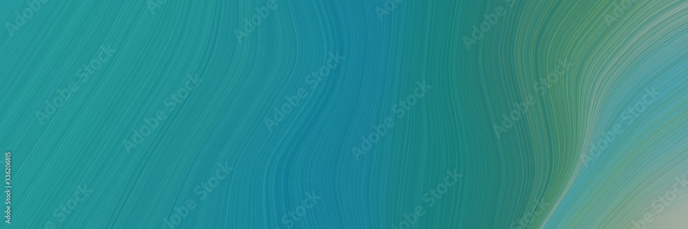 Aufkleber elegant artistic horizontal header with teal blue, dark cyan and light slate gray colors. fluid curved lines with dynamic flowing waves and curves