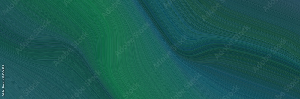 Poster elegant dynamic horizontal banner with dark slate gray, sea green and teal blue colors. fluid curved