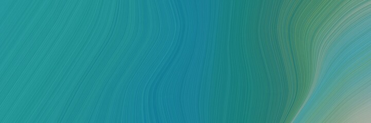 elegant artistic horizontal header with teal blue, dark cyan and light slate gray colors. fluid curved lines with dynamic flowing waves and curves