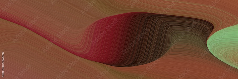 Aufkleber elegant surreal designed horizontal header with brown, very dark red and dark sea green colors. fluid curved lines with dynamic flowing waves and curves