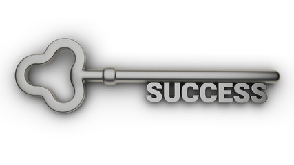 Key to Success and a keyhole isolated on white. 3D-rendering.
