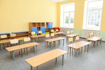 empty study room in the kindergarten