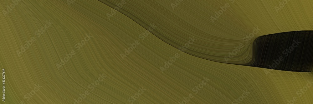 Poster elegant moving header design with dark olive green, black and very dark green colors. fluid curved lines with dynamic flowing waves and curves