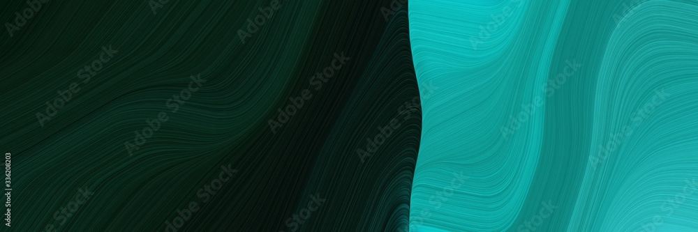 Aufkleber elegant surreal header with very dark green, light sea green and teal colors. fluid curved lines wit